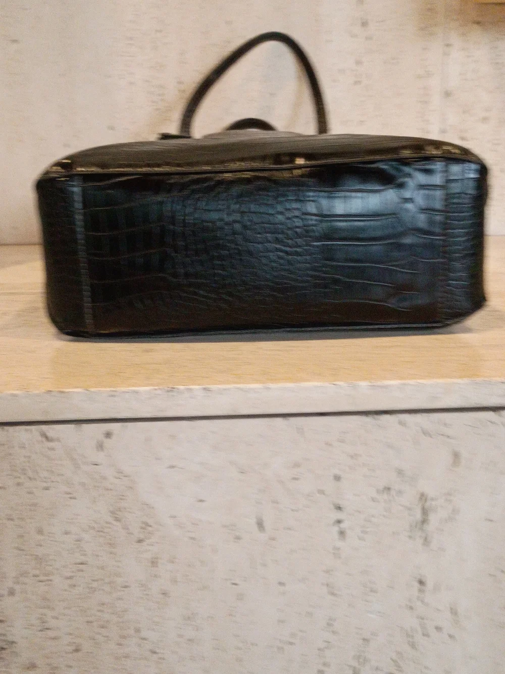 Chaps Black Croc-Embossed Tote with Matching Wristlet